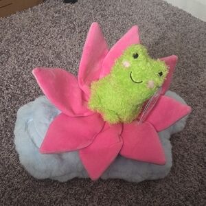 Plush Frog on Pink Lotus Stuffed Toy